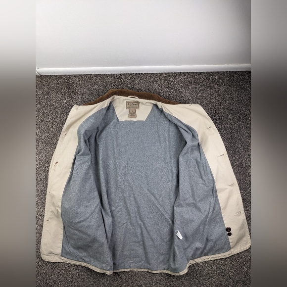 VTG LL Bean Jacket Canvas Chore Barn Corduroy Collar Flannel Lined Mens Large - Picture 5 of 13